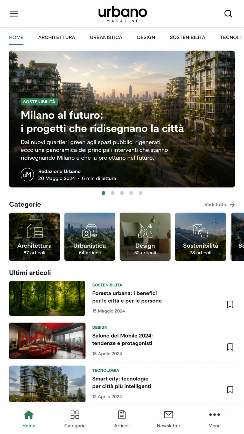 Il magazine letto dal telefono: articolo in evidenza, categorie e ultimi articoli