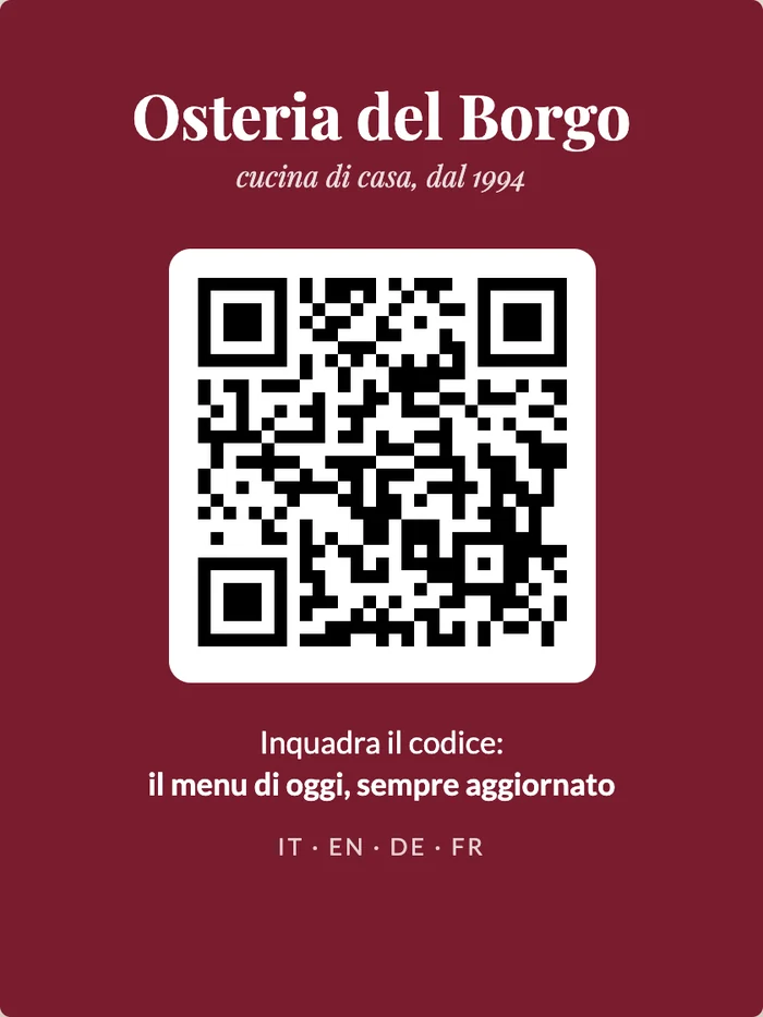Il cartoncino da tavolo con il codice QR del menu